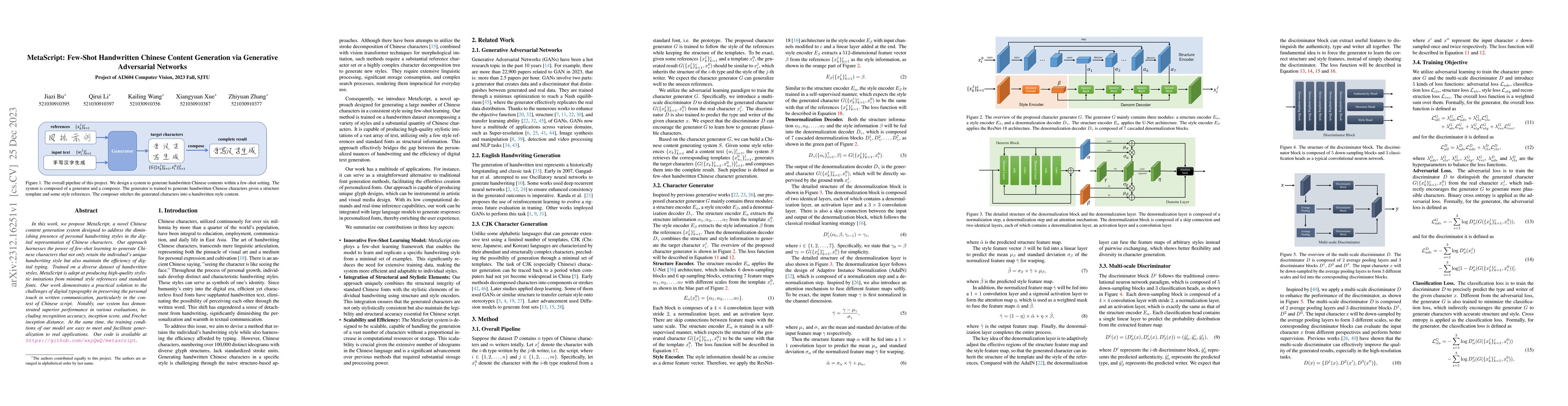 Thumbnail for MetaScript: Few-Shot Handwritten Chinese Content Generation via
  Generative Adversarial Networks