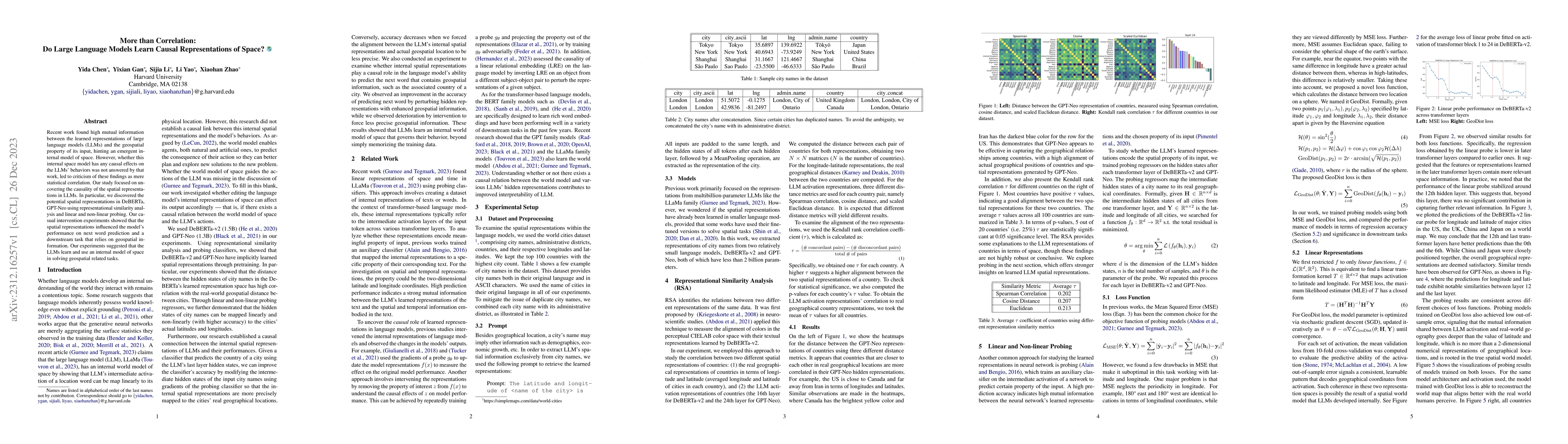 Thumbnail for More than Correlation: Do Large Language Models Learn Causal
  Representations of Space?