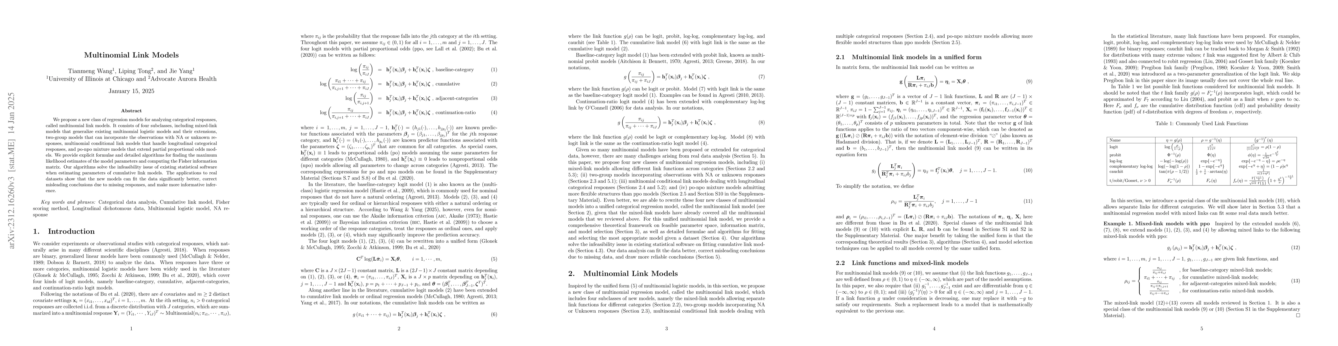 Thumbnail for Multinomial Link Models