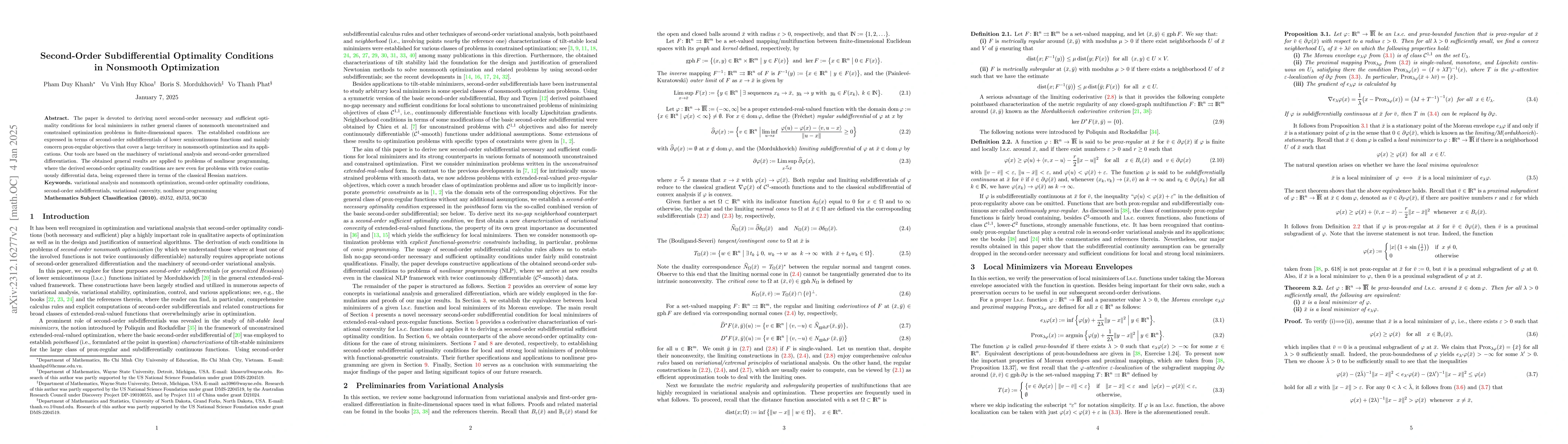 Thumbnail for Second-Order Subdifferential Optimality Conditions in Nonsmooth
  Optimization