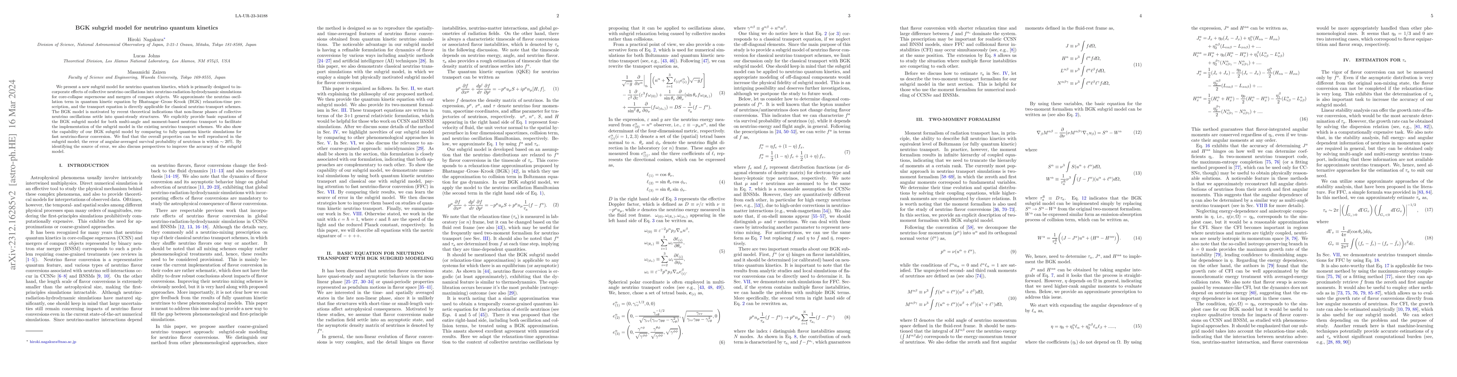 Thumbnail for BGK subgrid model for neutrino quantum kinetics
