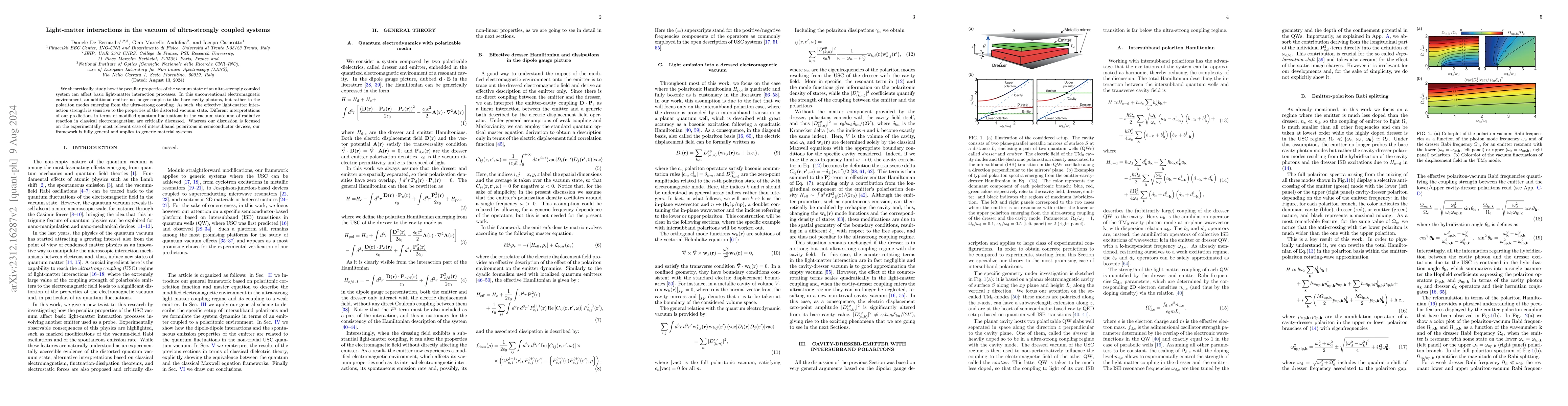 Thumbnail for Light-matter interactions in the vacuum of ultra-strongly coupled
  systems