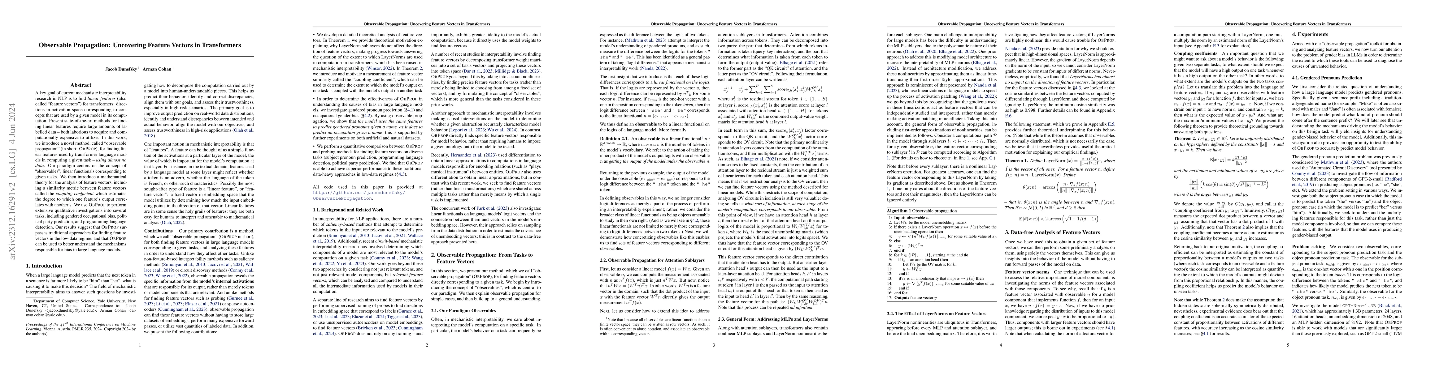 Thumbnail for Observable Propagation: Uncovering Feature Vectors in Transformers