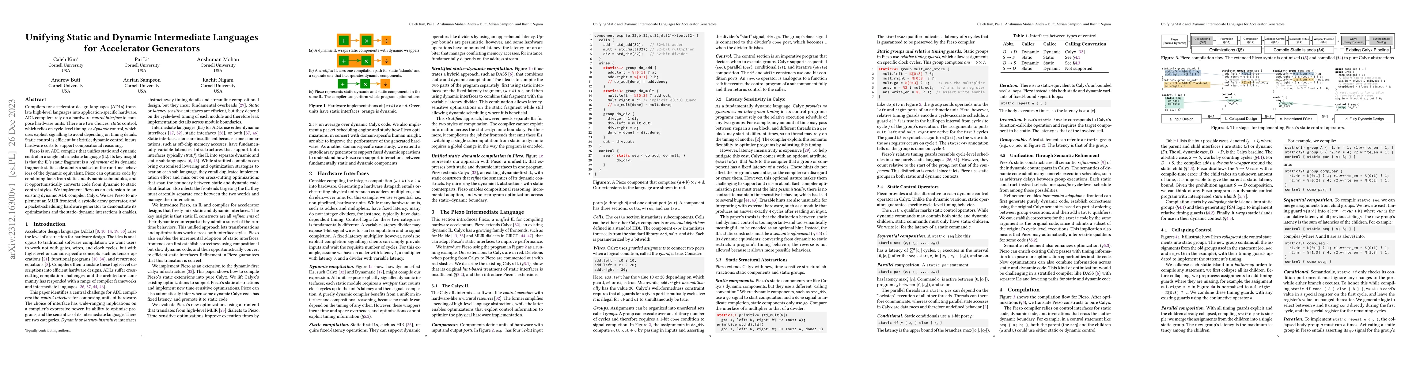 Thumbnail for Unifying Static and Dynamic Intermediate Languages for Accelerator
  Generators