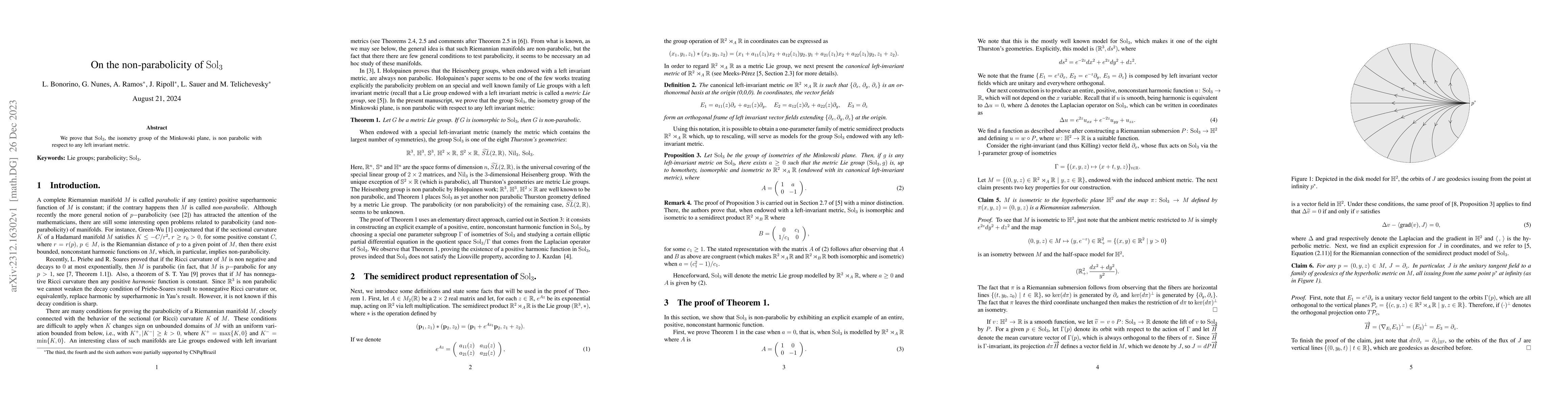 Thumbnail for On the non-parabolicity of $Sol_3$