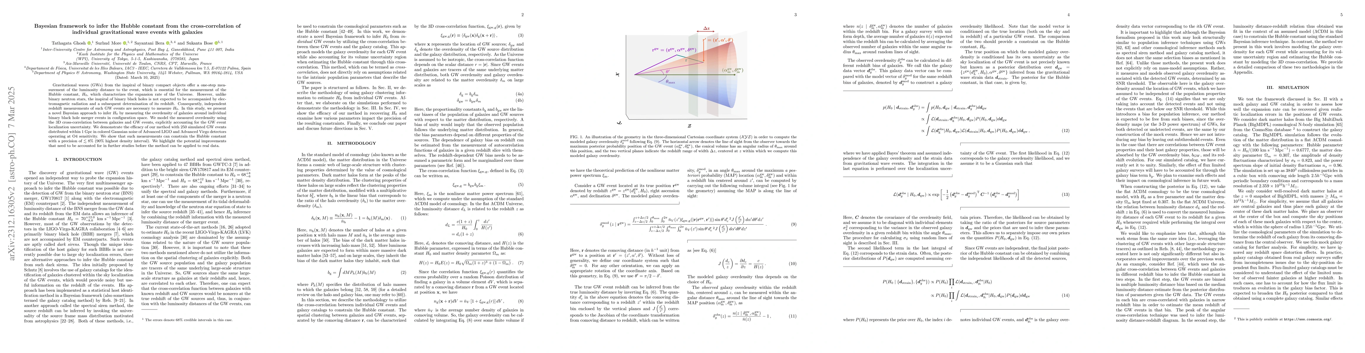 Thumbnail for Bayesian framework to infer the Hubble constant from cross-correlation
  of individual gravitational wave events with galaxies