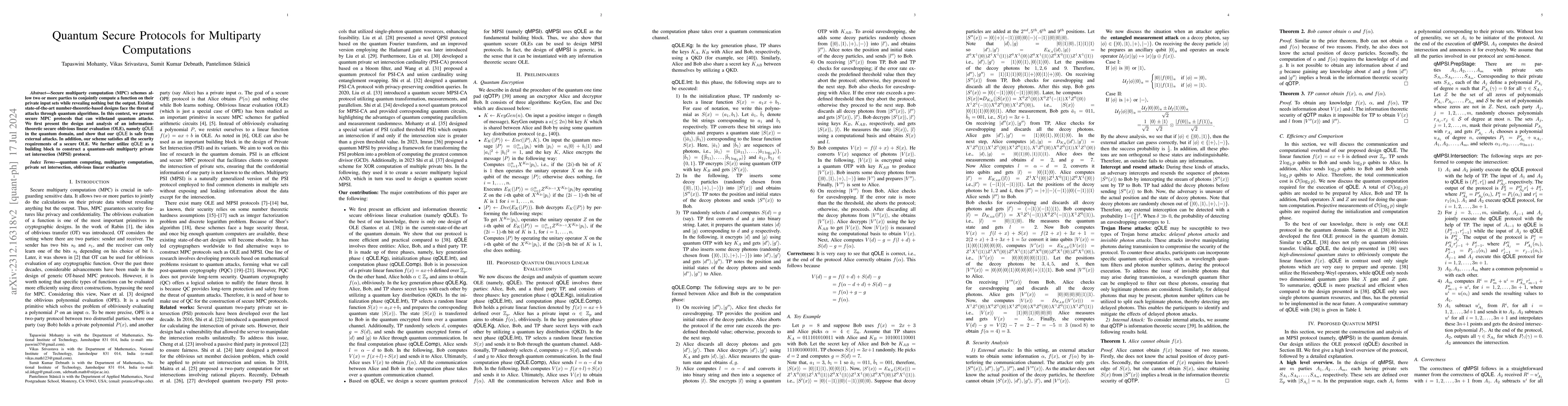 Thumbnail for Quantum Secure Protocols for Multiparty Computations