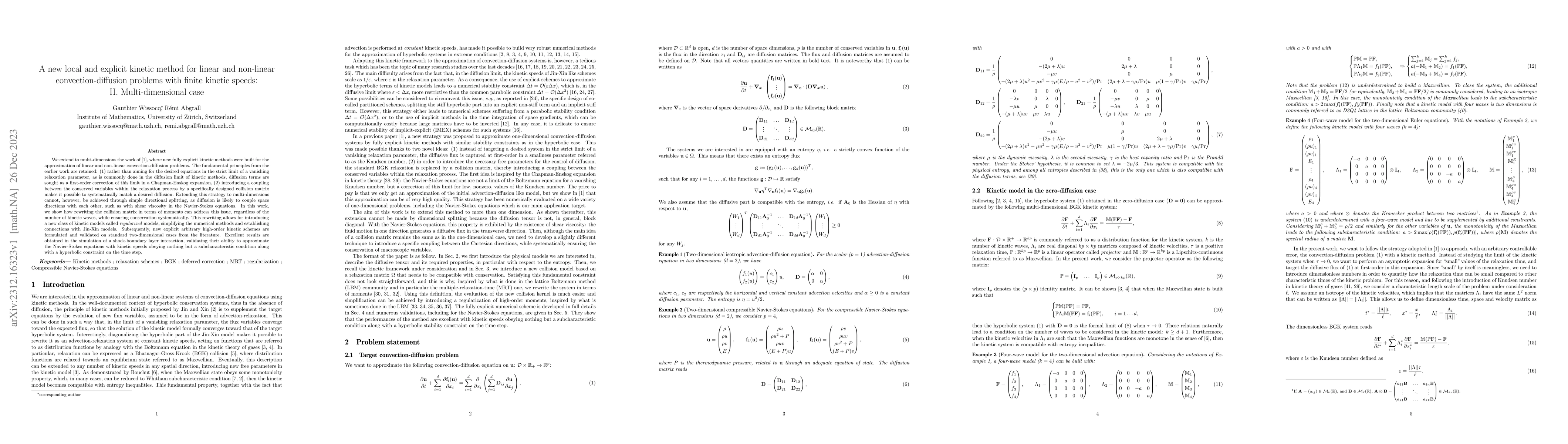 Thumbnail for A new local and explicit kinetic method for linear and non-linear
  convection-diffusion problems with finite kinetic speeds: II.
  Multi-dimensional case