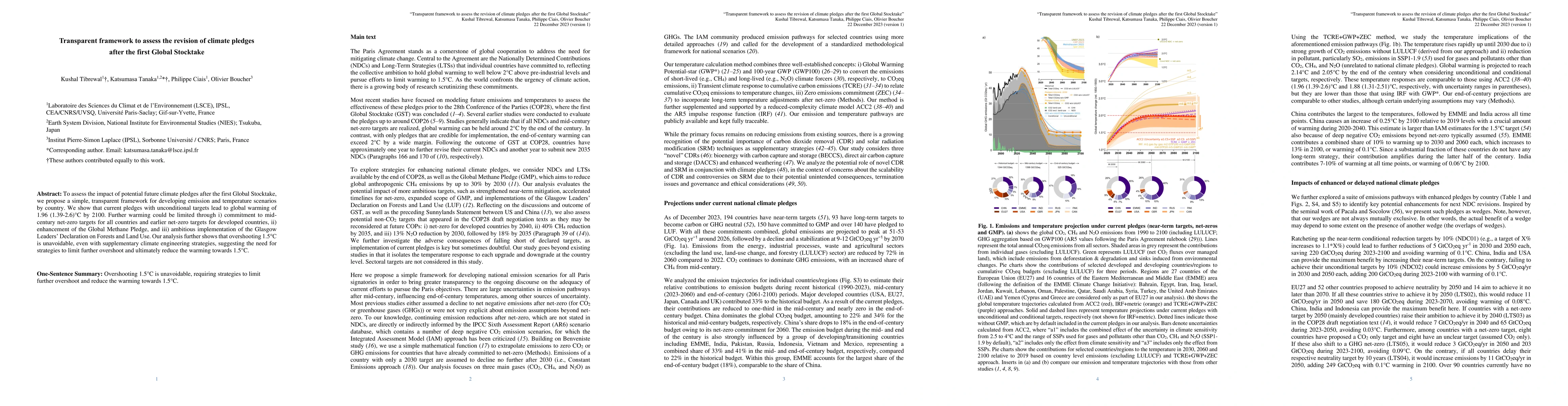 Thumbnail for Transparent framework to assess the revision of climate pledges after
  the first Global Stocktake