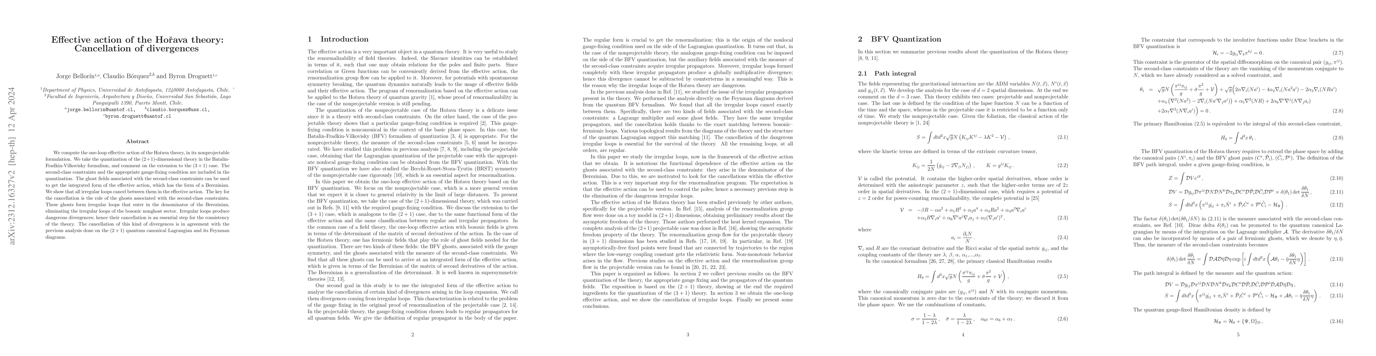 Thumbnail for Effective action of the Horava theory: Cancellation of divergences