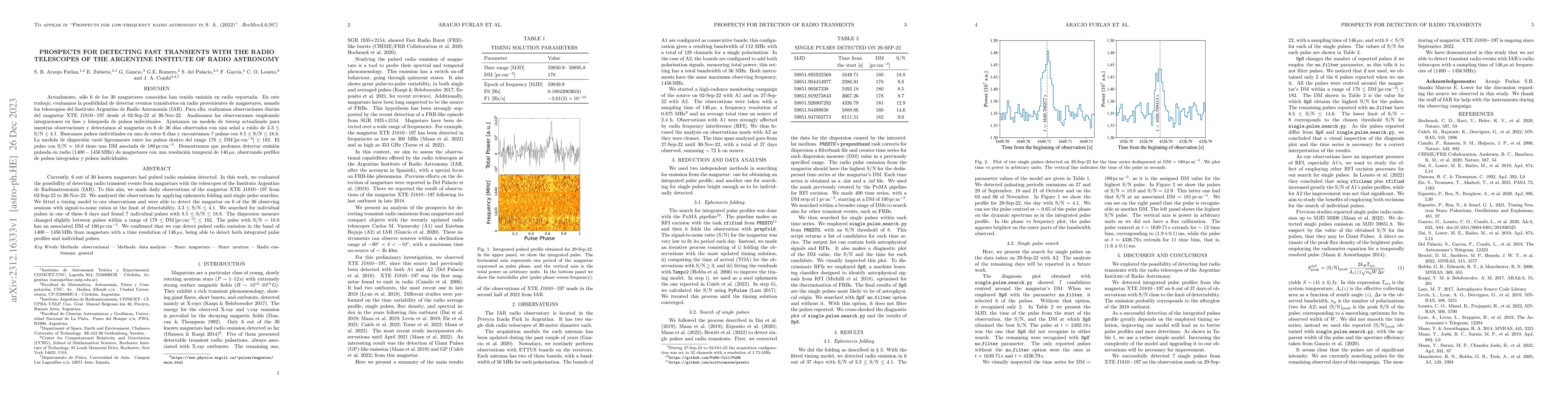Thumbnail for Prospects for Detecting Fast Transients with the Radio Telescopes of the
  Argentine Institute of Radio Astronomy
