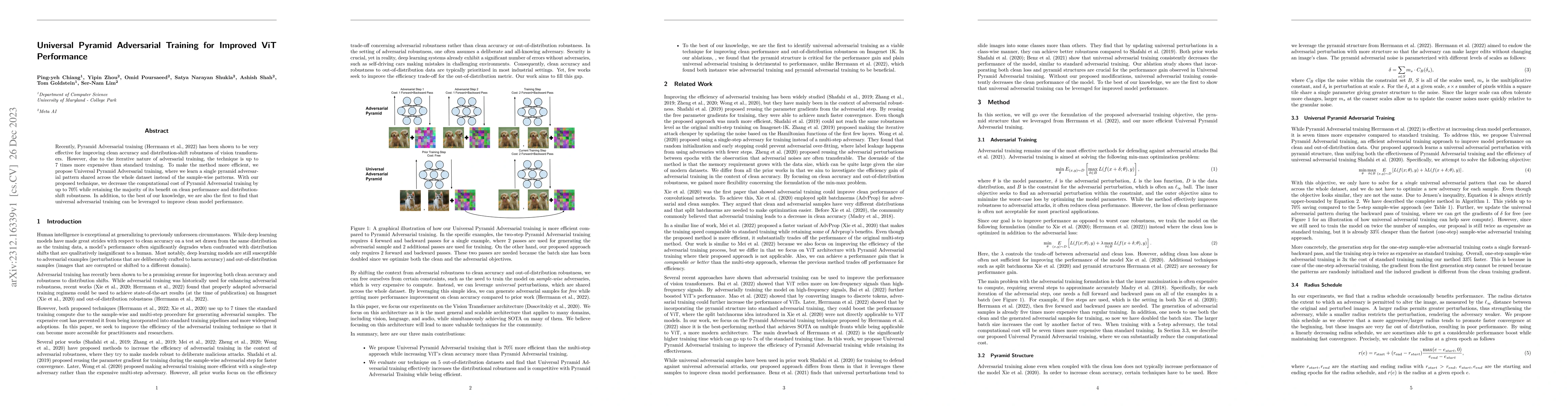 Thumbnail for Universal Pyramid Adversarial Training for Improved ViT Performance