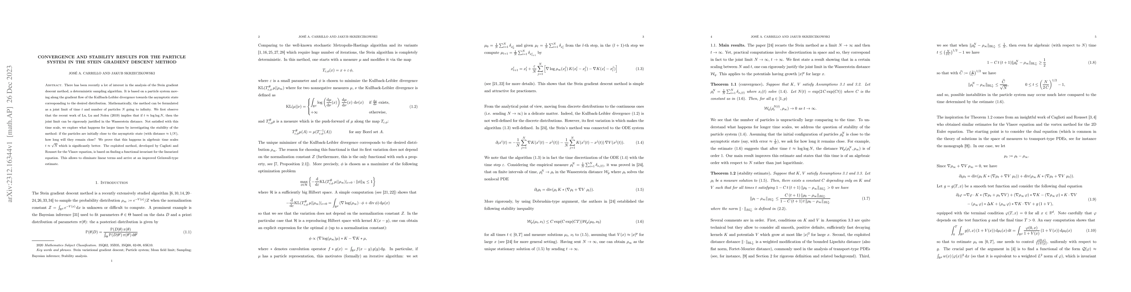 Thumbnail for Convergence and stability results for the particle system in the Stein
  gradient descent method