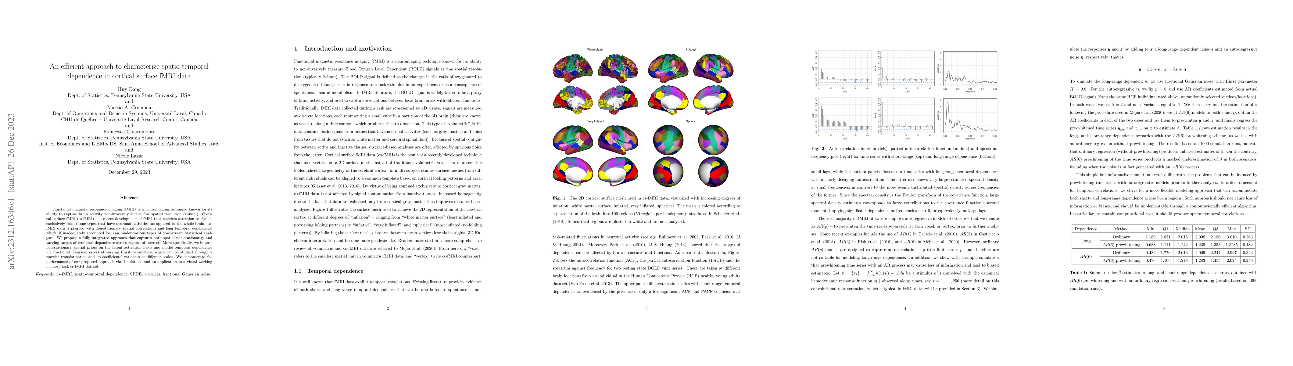 Thumbnail for An efficient approach to characterize spatio-temporal dependence in
  cortical surface fMRI data