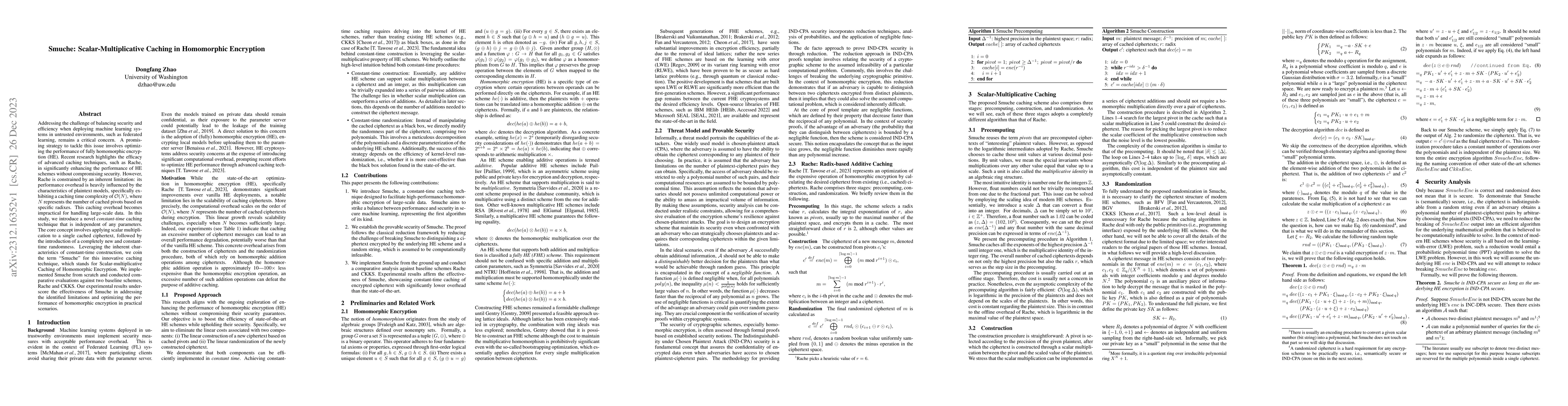 Thumbnail for Smuche: Scalar-Multiplicative Caching in Homomorphic Encryption