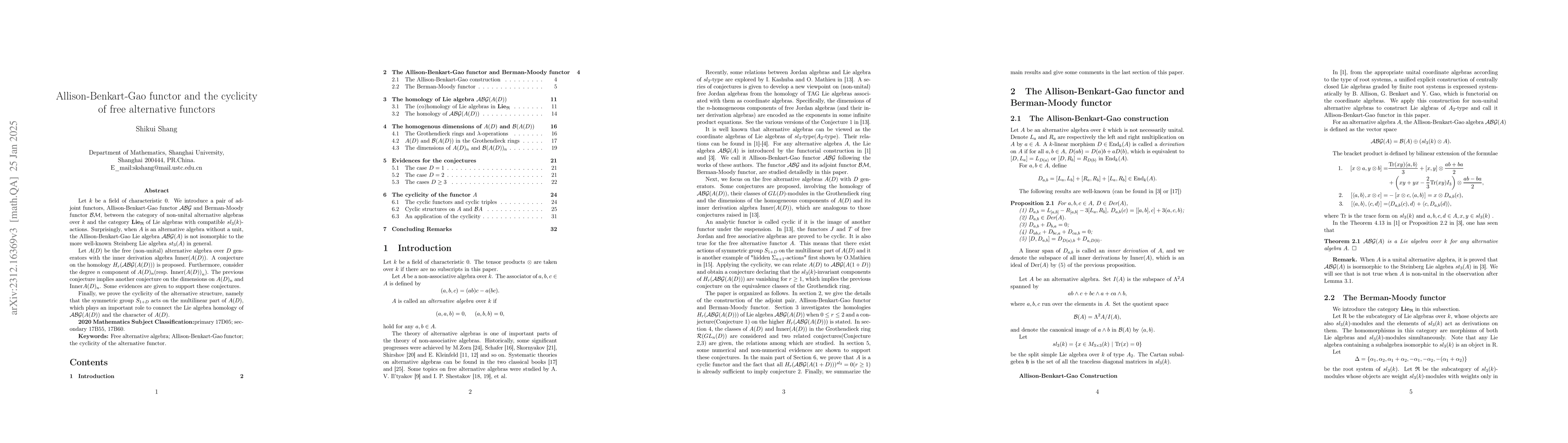 Thumbnail for Allison-Benkart-Gao functor and the free non-unital alternative algebras