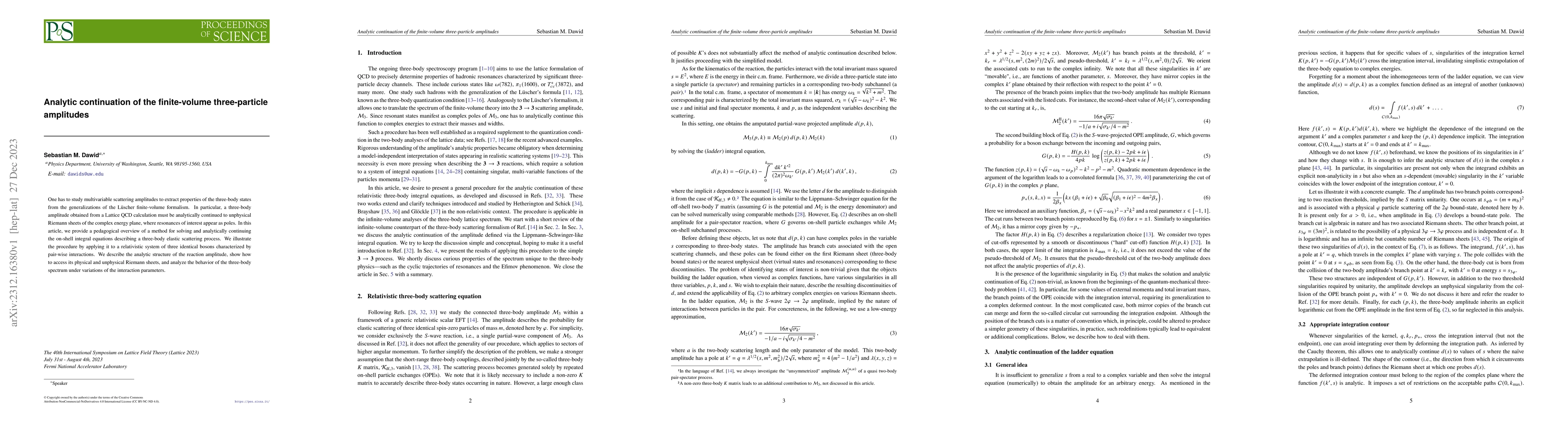 Thumbnail for Analytic continuation of the finite-volume three-particle amplitudes
