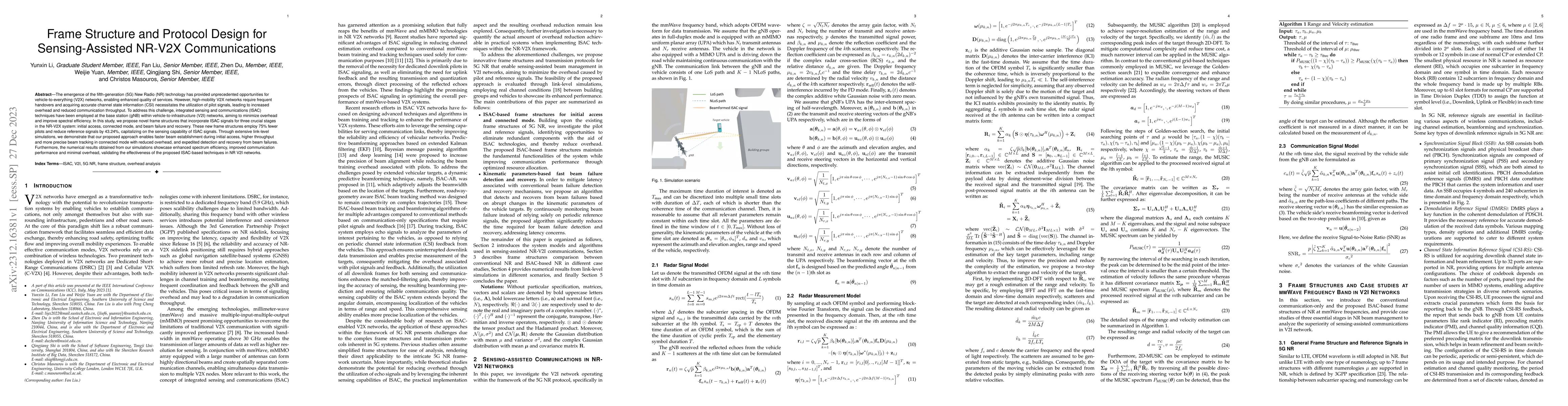 Thumbnail for Frame Structure and Protocol Design for Sensing-Assisted NR-V2X
  Communications