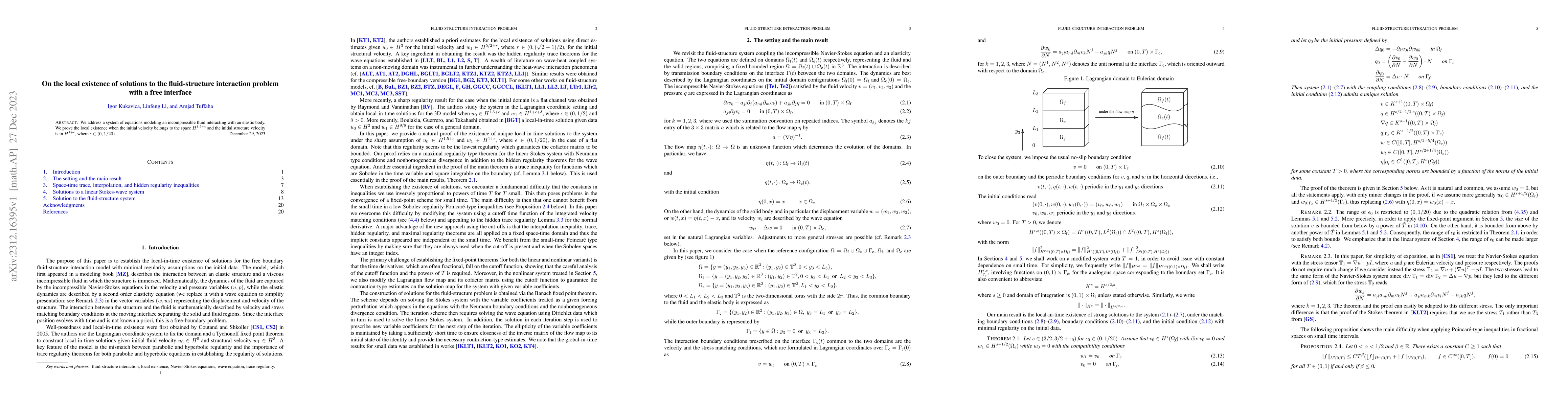 Thumbnail for On the local existence of solutions to the fluid-structure interaction
  problem with a free interface