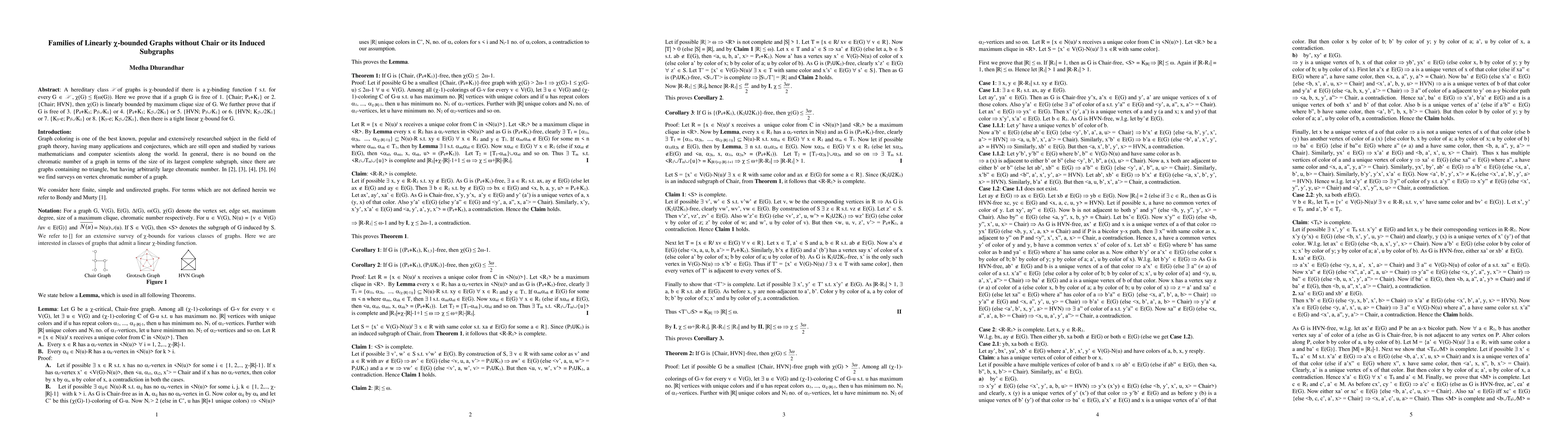 Thumbnail for Families of Linearly $\chi$-bounded Graphs without Chair or its Induced
  Sub-graphs