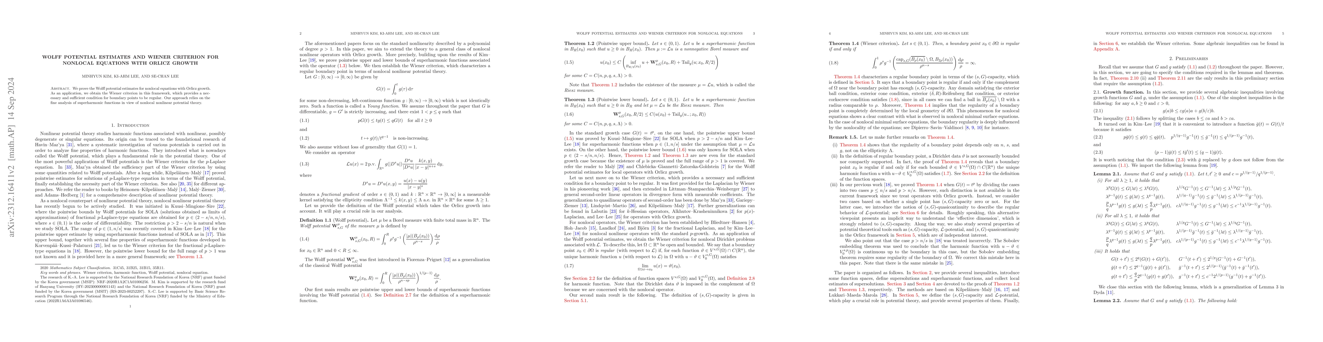 Thumbnail for Wolff potential estimates and Wiener criterion for nonlocal equations
  with nonstandard growth