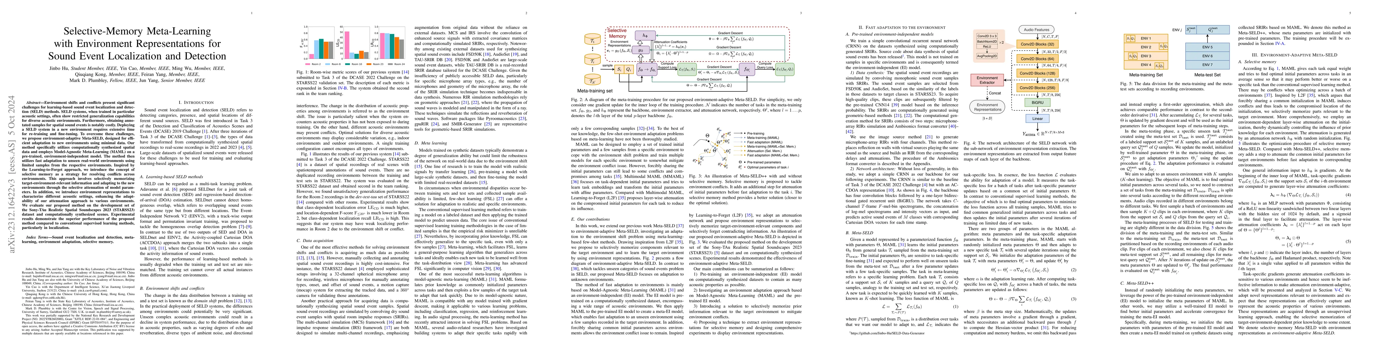 Thumbnail for Selective-Memory Meta-Learning with Environment Representations for
  Sound Event Localization and Detection