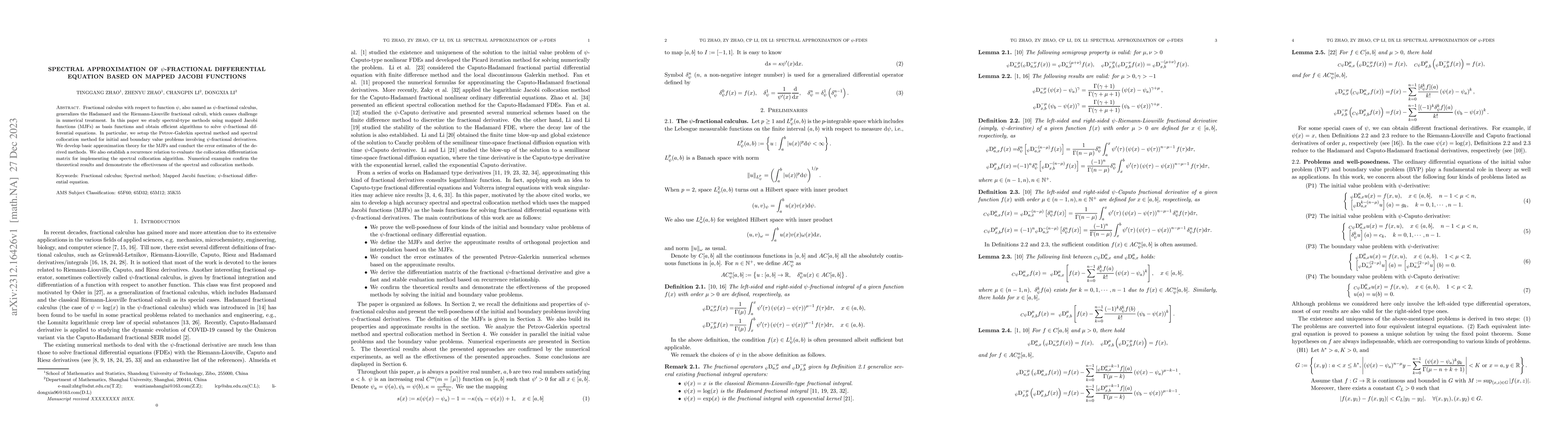 Thumbnail for Spectral approximation of $\psi$-fractional differential equation based
  on mapped Jacobi functions