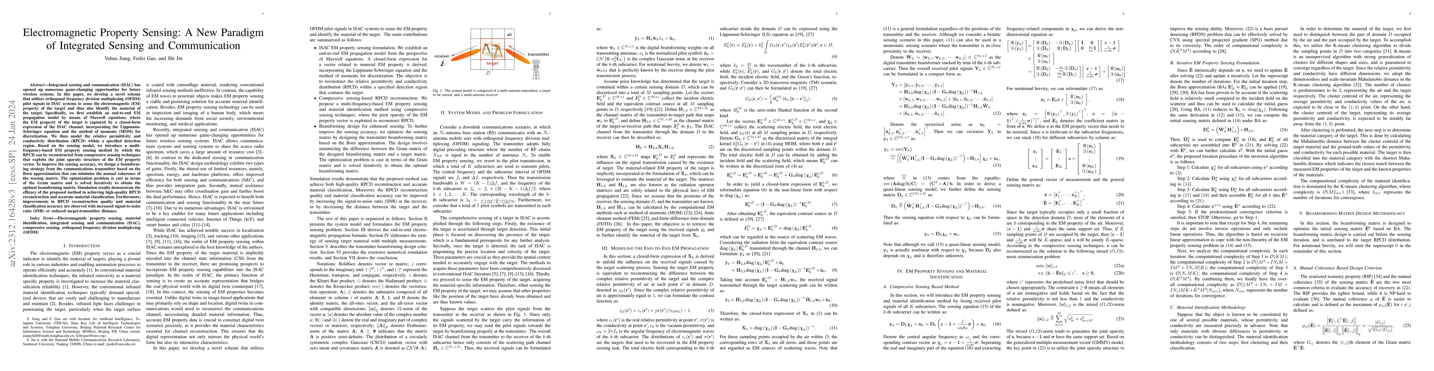 Thumbnail for Electromagnetic Property Sensing: A New Paradigm of Integrated Sensing
  and Communication