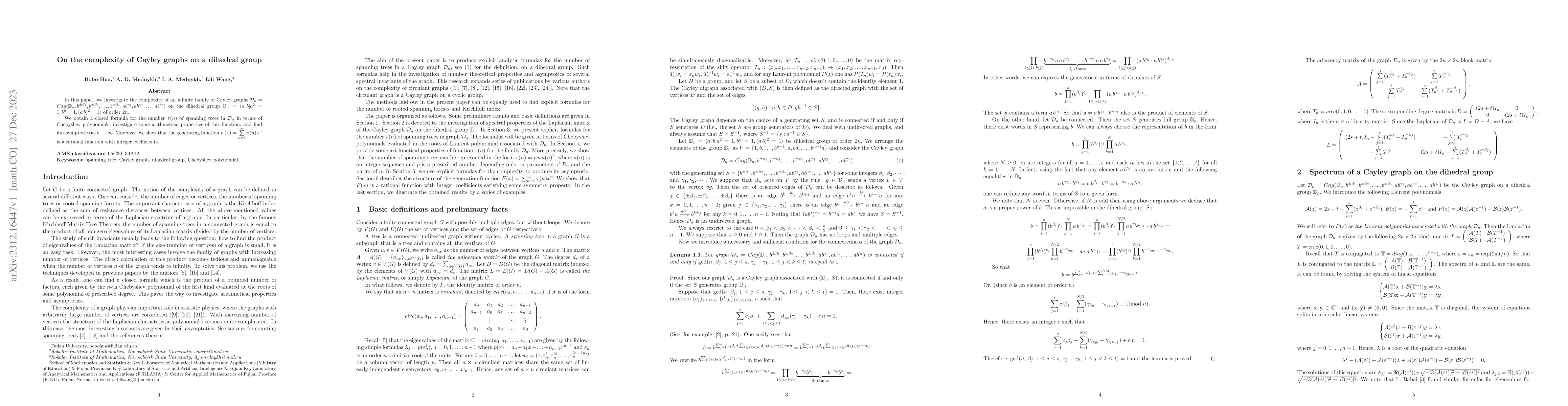 Thumbnail for On the complexity of Cayley graphs on a dihedral group