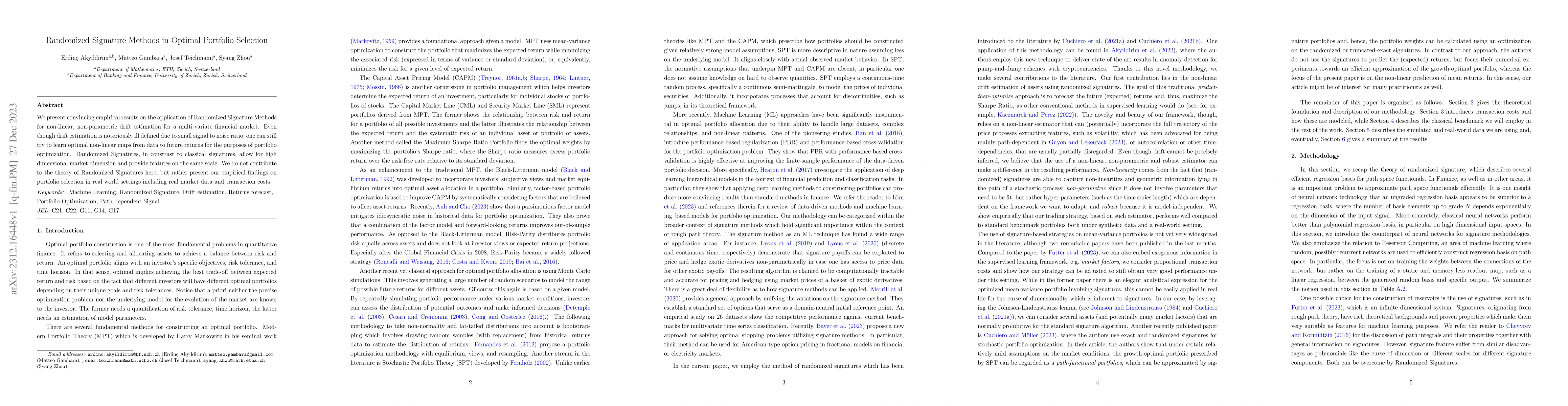 Thumbnail for Randomized Signature Methods in Optimal Portfolio Selection