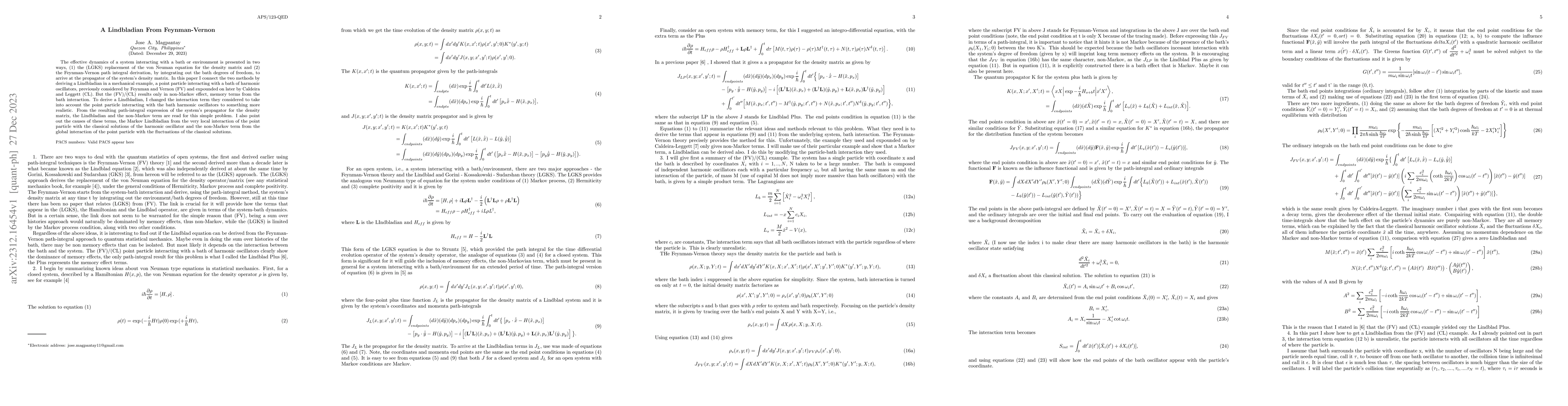Thumbnail for A Lindbladian From Feynman-Vernon