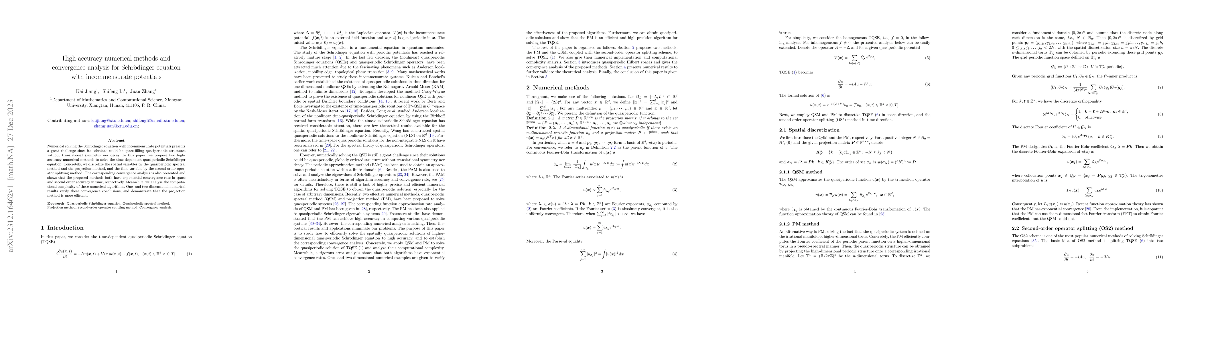 Thumbnail for High-accuracy numerical methods and convergence analysis for
  Schr\"odinger equation with incommensurate potentials