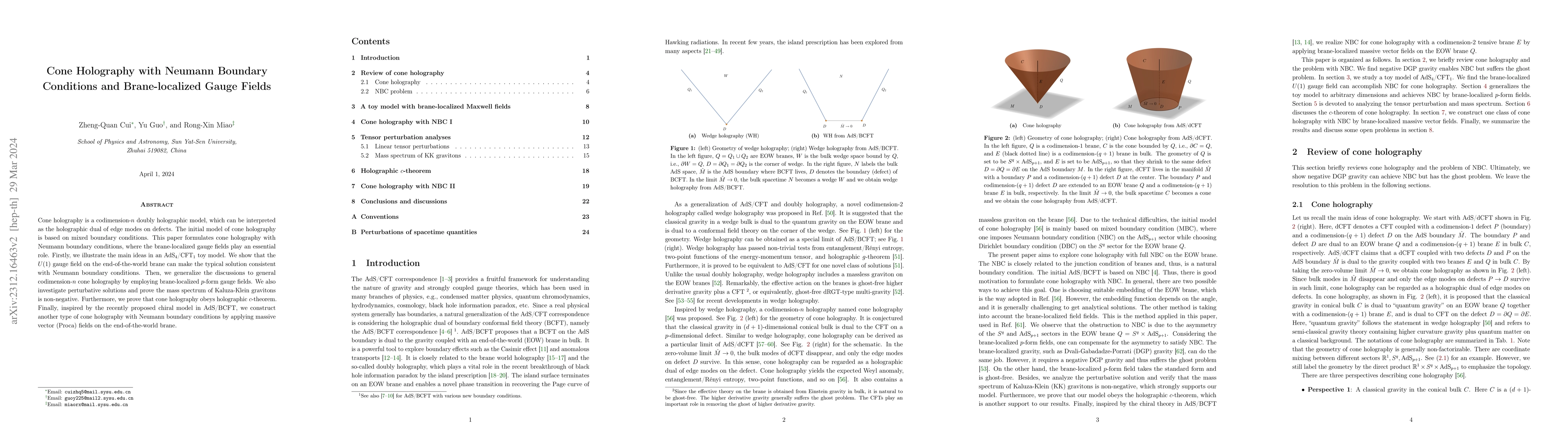 Thumbnail for Cone Holography with Neumann Boundary Conditions and Brane-localized
  Gauge Fields