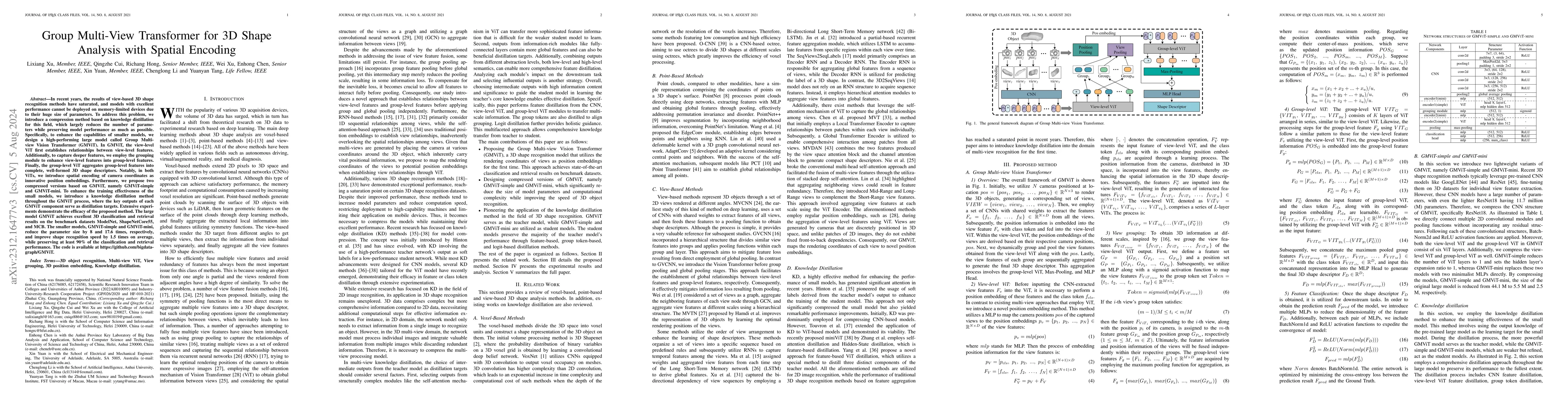 Thumbnail for Group Multi-View Transformer for 3D Shape Analysis with Spatial Encoding