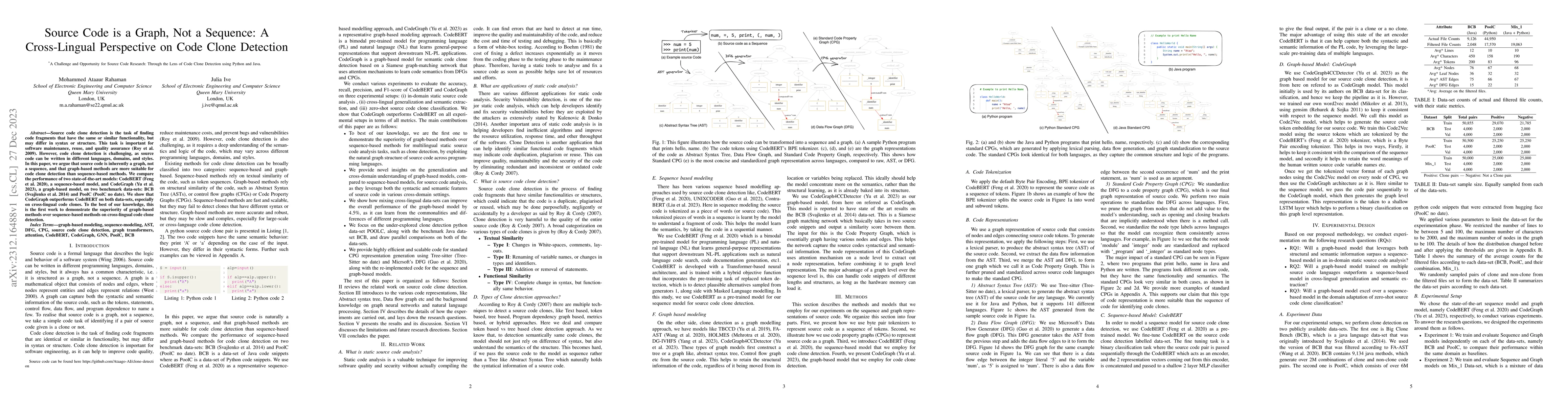Thumbnail for Source Code is a Graph, Not a Sequence: A Cross-Lingual Perspective on
  Code Clone Detection