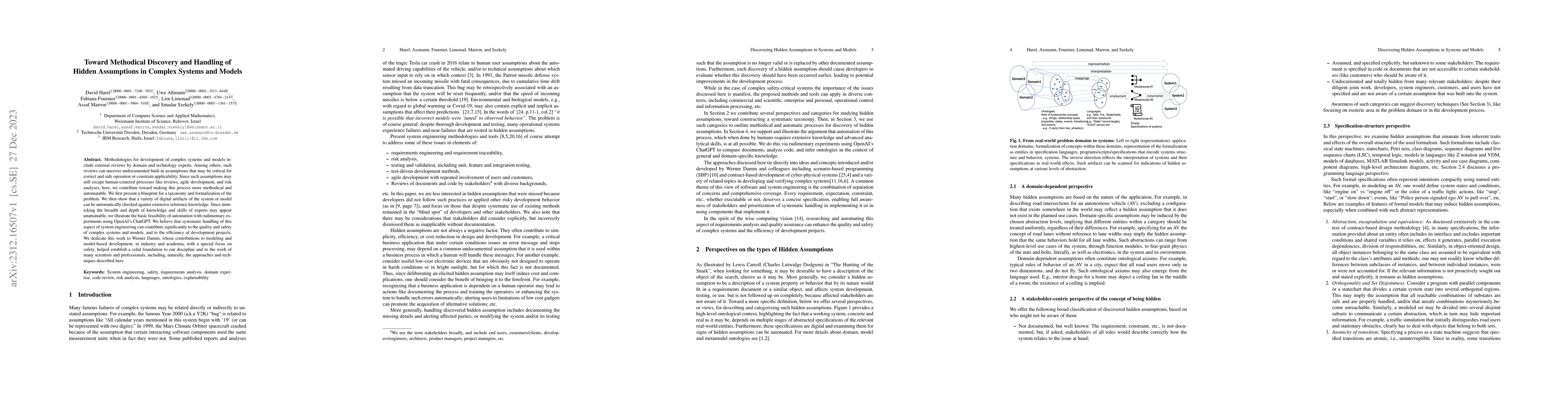 Thumbnail for Toward Methodical Discovery and Handling of Hidden Assumptions in
  Complex Systems and Models