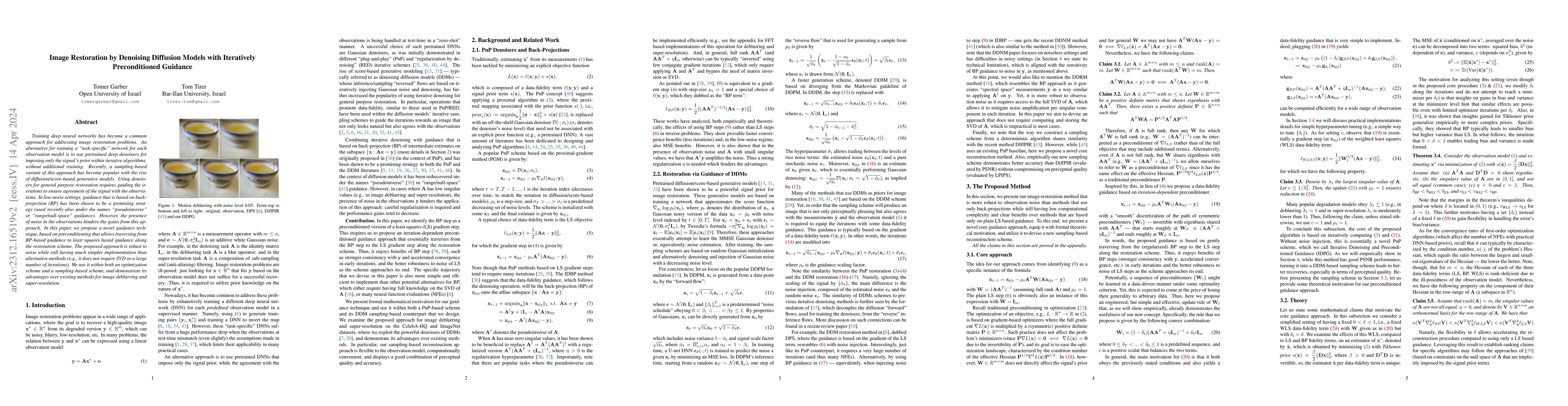 Thumbnail for Image Restoration by Denoising Diffusion Models with Iteratively
  Preconditioned Guidance