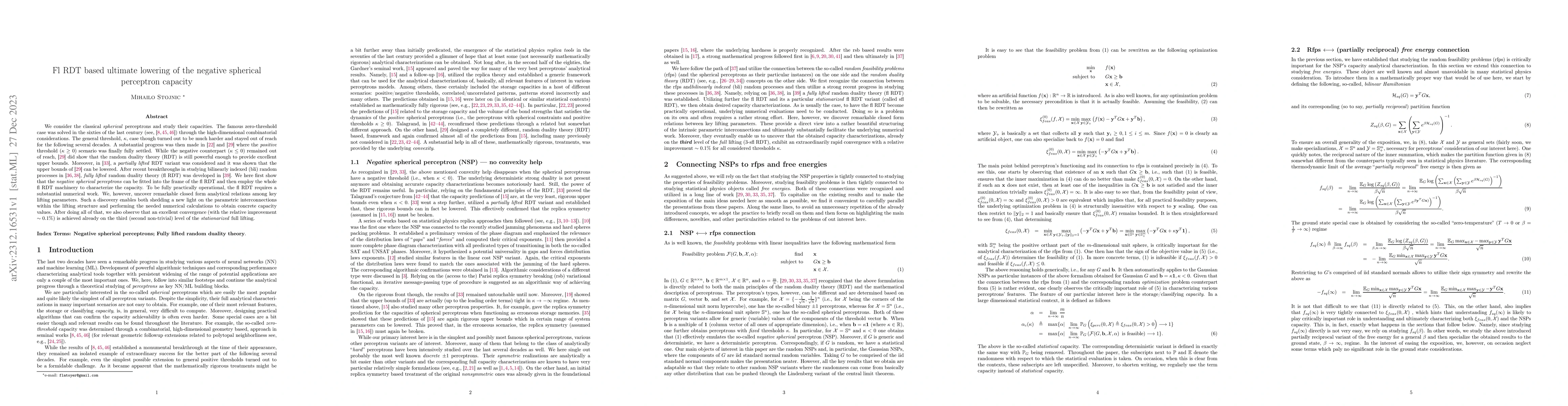 Thumbnail for Fl RDT based ultimate lowering of the negative spherical perceptron
  capacity