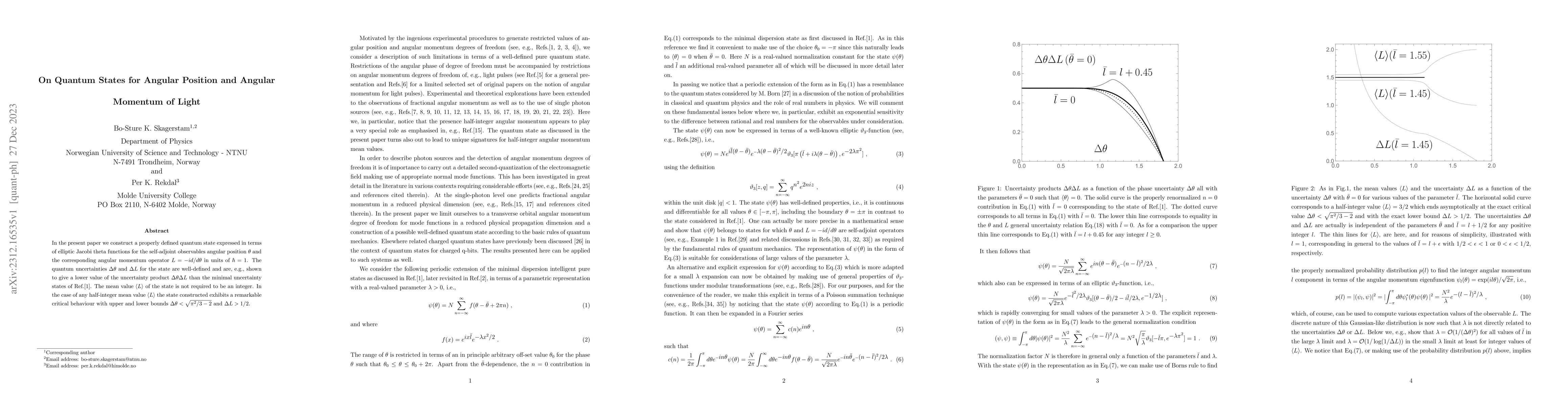 Thumbnail for On Quantum States for angular Position and Angular Momentum of Light