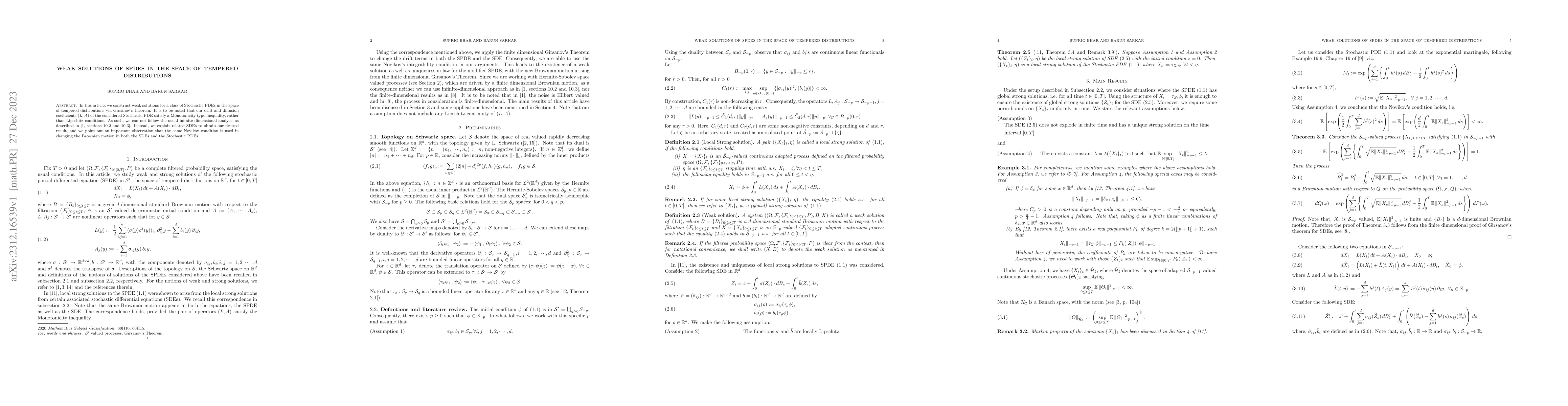 Thumbnail for Weak Solutions of SPDEs in the space of Tempered distributions