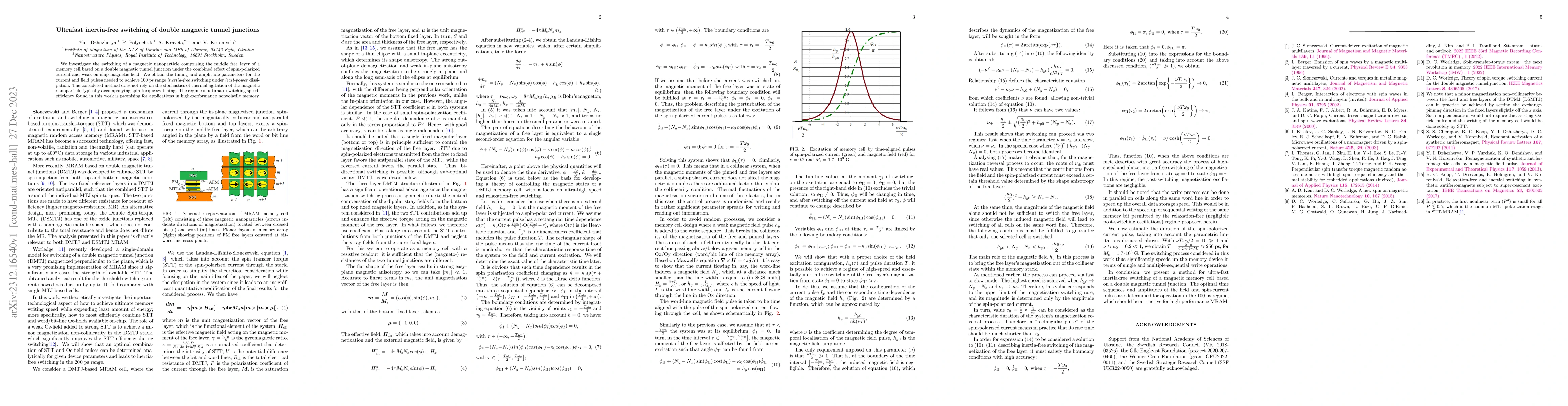Thumbnail for Ultrafast inertia-free switching of double magnetic tunnel junctions