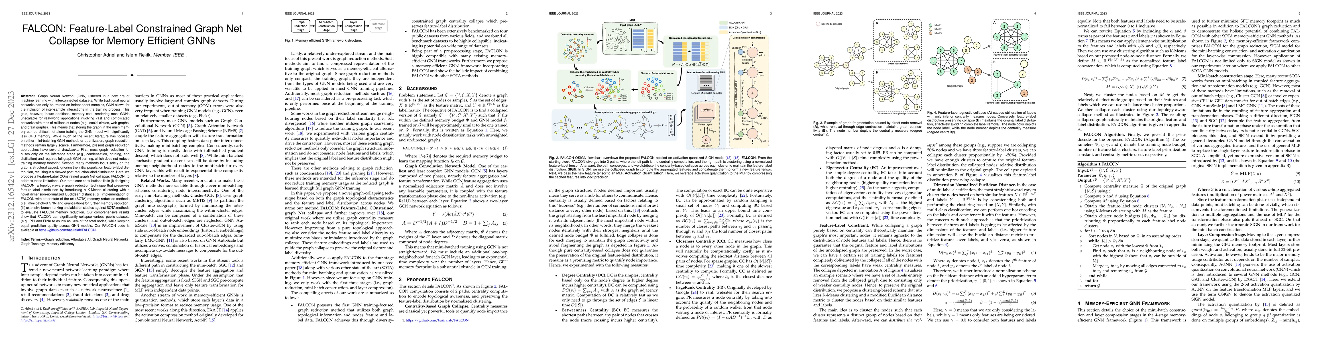 Thumbnail for FALCON: Feature-Label Constrained Graph Net Collapse for Memory
  Efficient GNNs