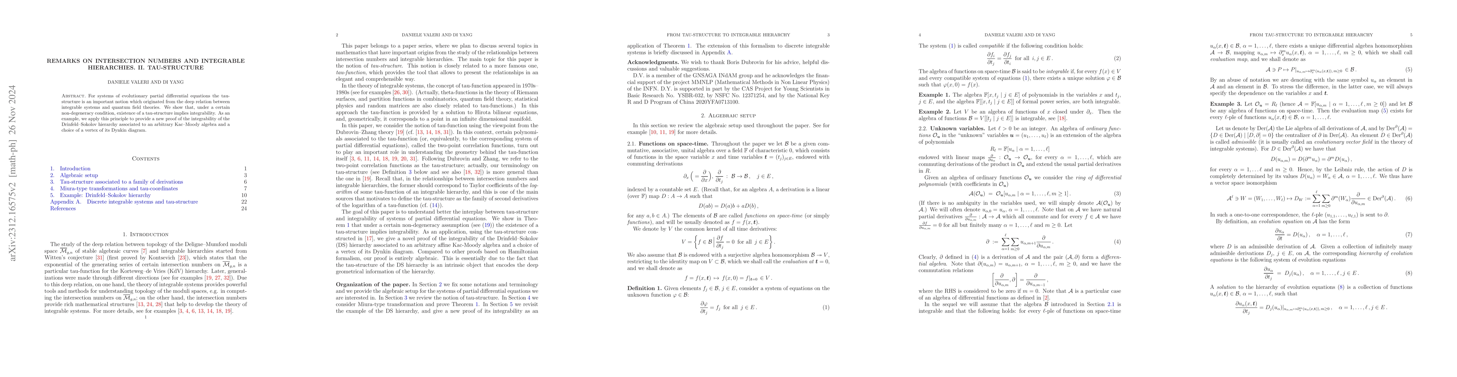 Thumbnail for Remarks on intersection numbers and integrable hierarchies. II.
  Tau-structure