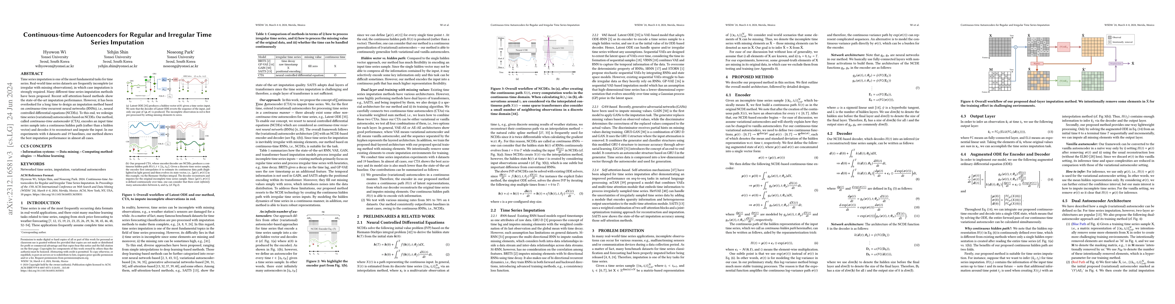 Thumbnail for Continuous-time Autoencoders for Regular and Irregular Time Series
  Imputation