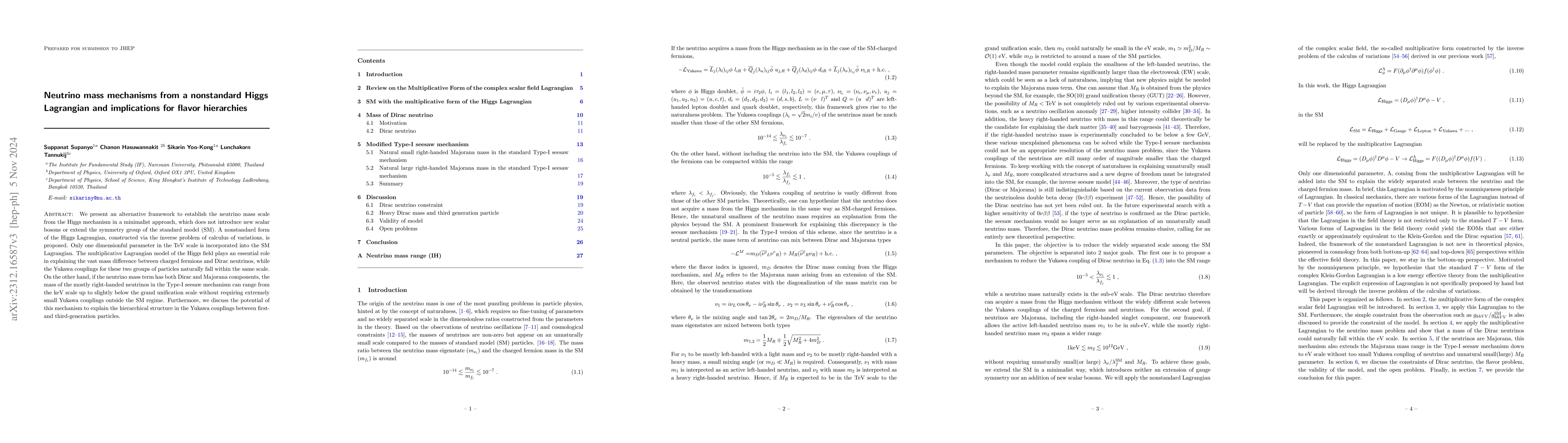 Thumbnail for The natural smallness of Dirac neutrino mass from the multiplicative
  Lagrangian