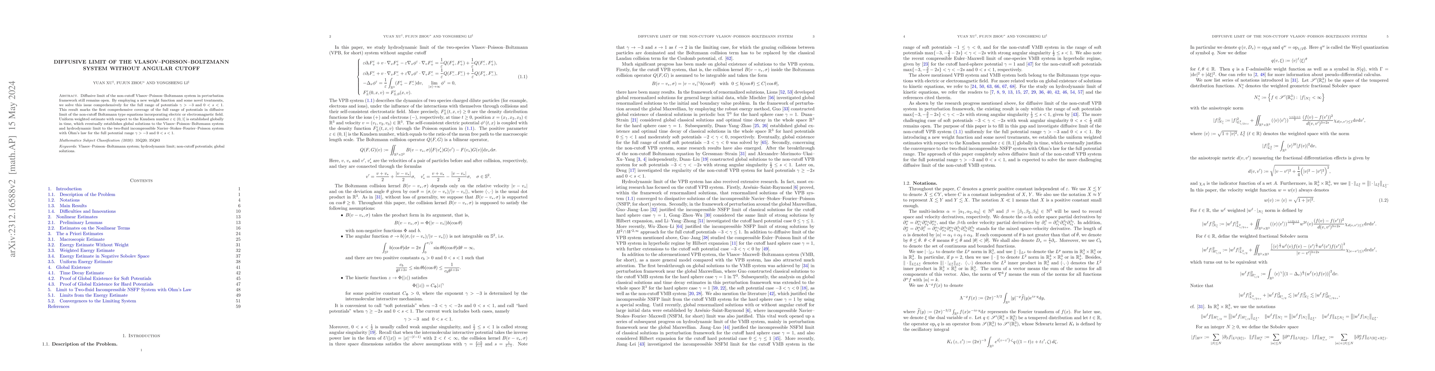 Thumbnail for Diffusive Limit of the Vlasov-Poisson-Boltzmann System without Angular
  Cutoff