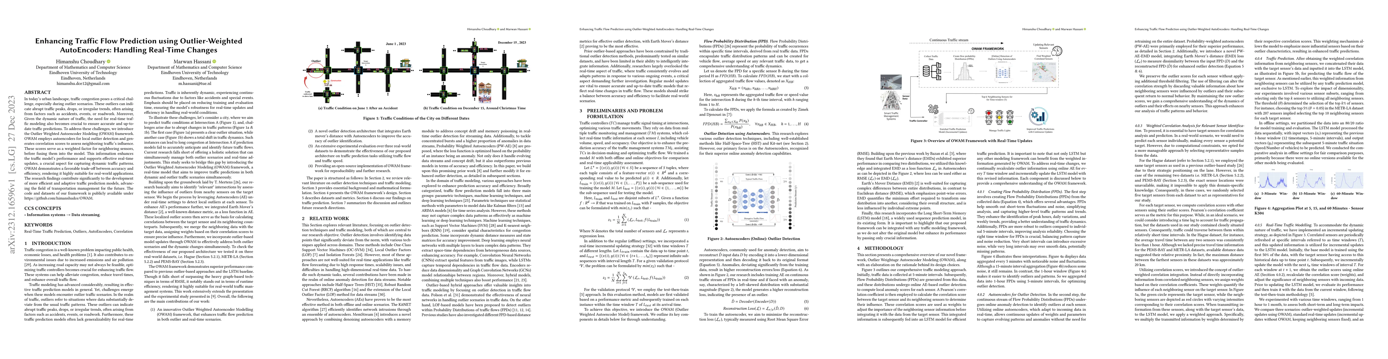 Thumbnail for Enhancing Traffic Flow Prediction using Outlier-Weighted AutoEncoders:
  Handling Real-Time Changes