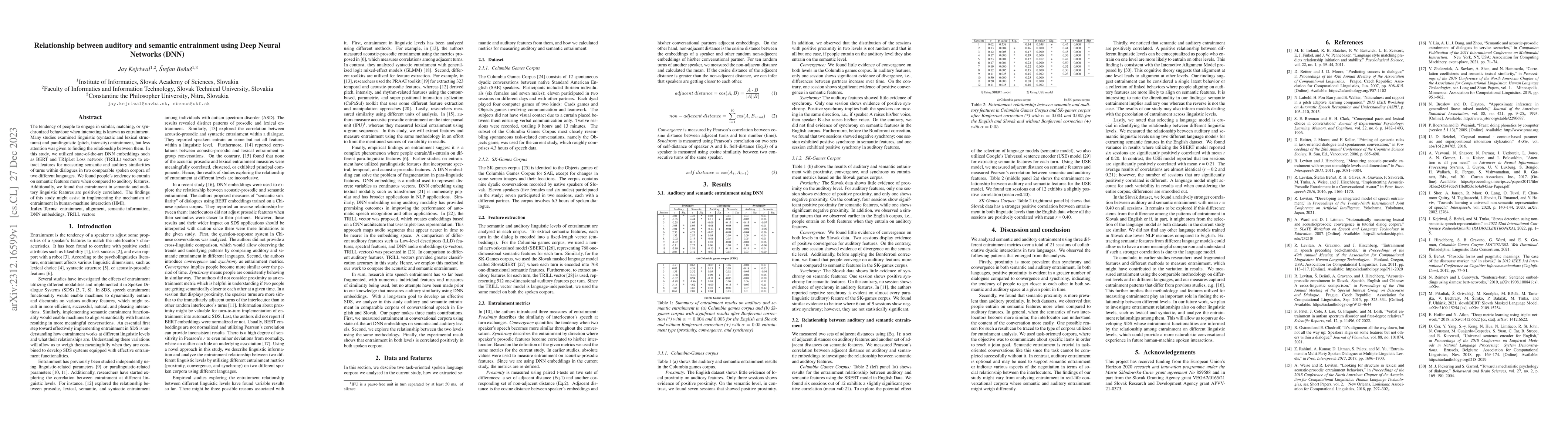Thumbnail for Relationship between auditory and semantic entrainment using Deep Neural
  Networks (DNN)