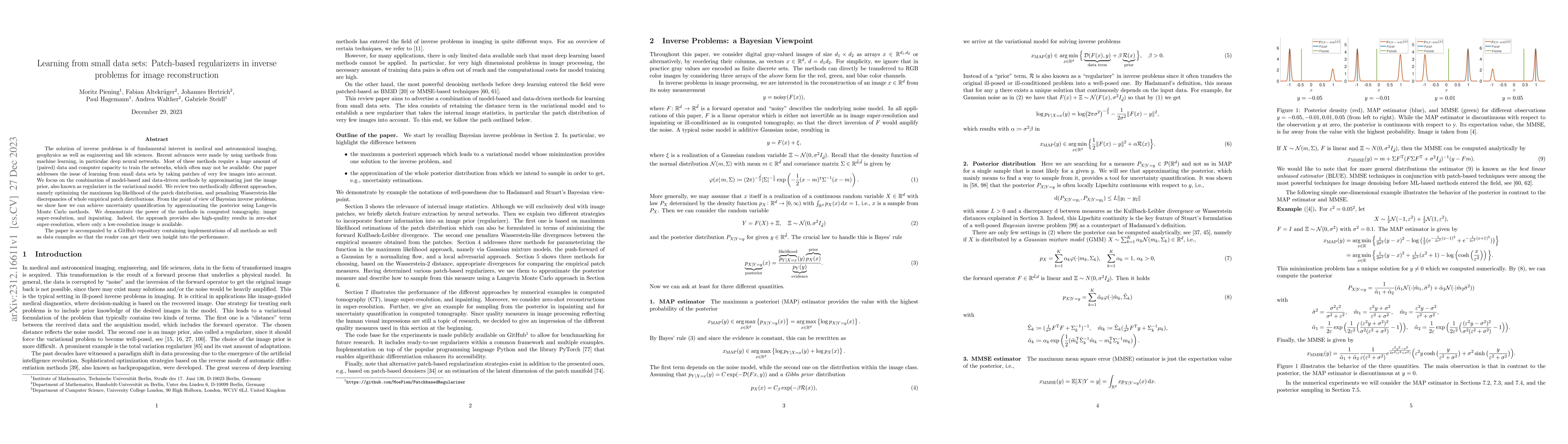 Thumbnail for Learning from small data sets: Patch-based regularizers in inverse
  problems for image reconstruction