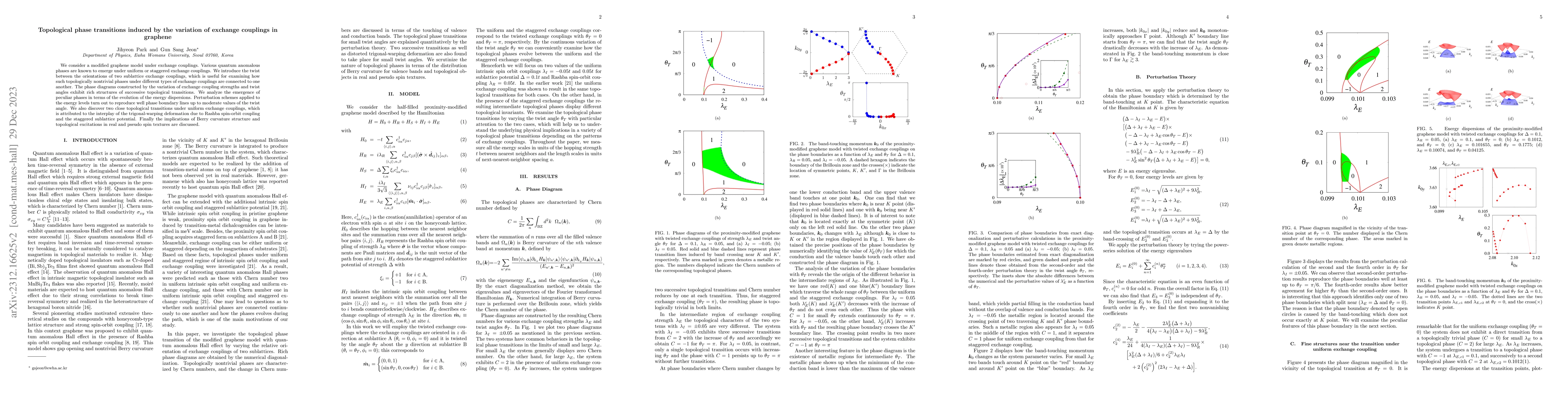 Thumbnail for Topological phase transitions induced by the variation of exchange
  couplings in graphene